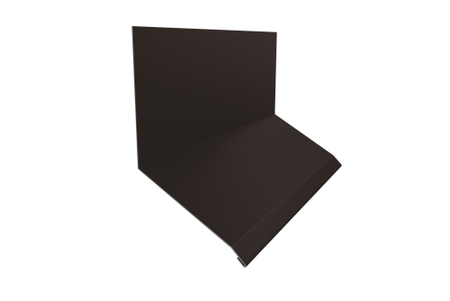 Планка примыкание верхнее к стене фальц Grand Line 150х130х20 0,5 Velur X RR 32 темно-коричневый (2м)