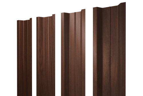 Штакетник П-образный В с прямым резом 0,45 Print Elite Choco Wood TwinColor