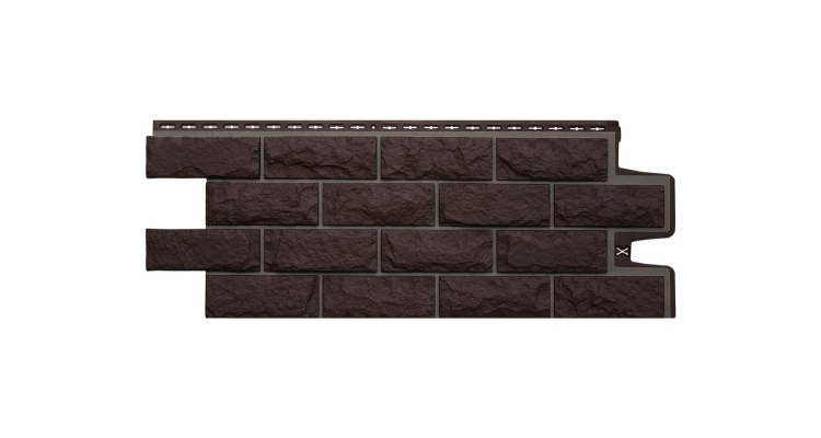 Фасадная панель Grand Line Колотый камень Design шоколадный со швом RAL 7006
