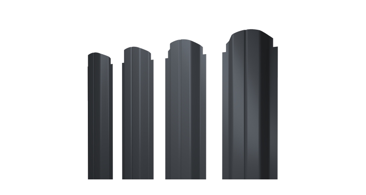Штакетник П-образный А фигурный 0,5 Satin Matt TX RAL 7024 мокрый асфальт